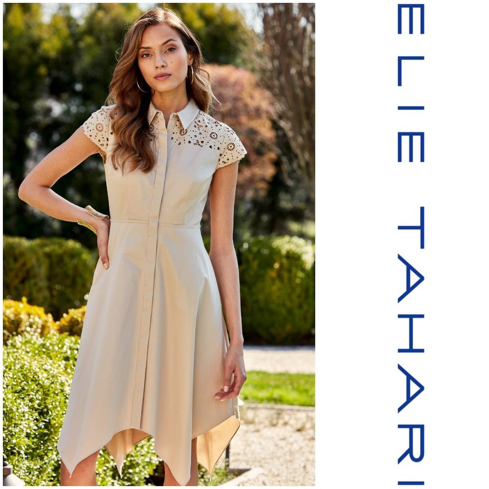 NWT Elie Tahari Jane Laser Cut Shirt Dress, Sz 2